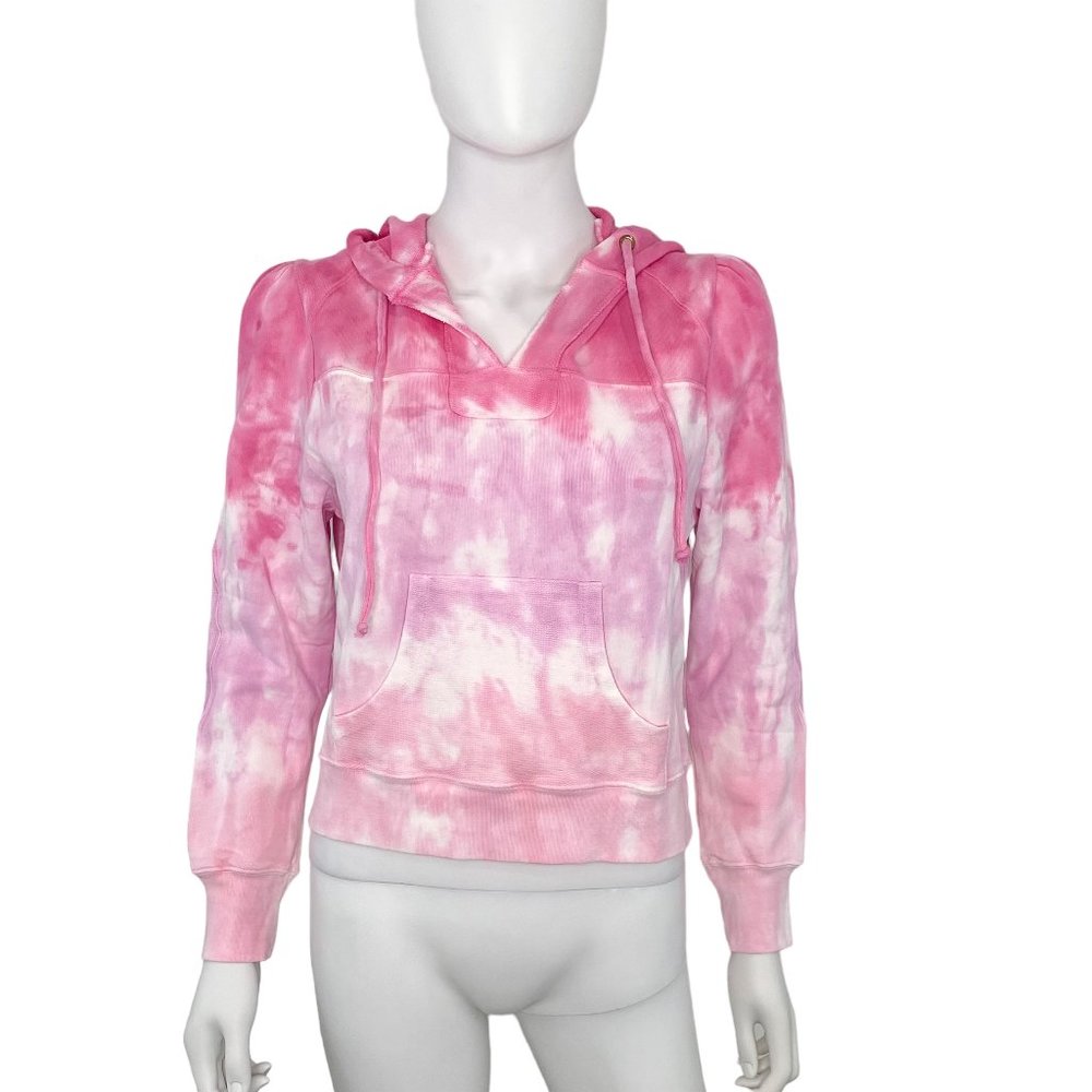 LoveShackFancy Kirby Tie Dye Sweatshirt Hoodie in Linear Bubble Gum Pink Size M - Picture 3 of 16